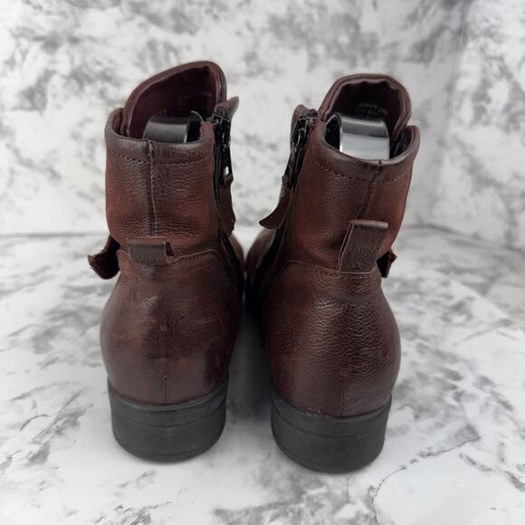 Miz Mooz Womens Siggy Bucket Ankle Boots Size 38/8 Merlot Brown Leather Side Zip - Picture 4 of 10